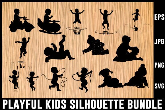Download Playful Kids Silhouette Vector Bundle - Silhouette vector bundle Collection