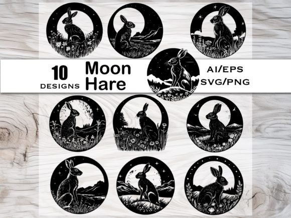 Download Moon Hare Black Silhouette Vector Bundle - Silhouette vector bundle Collection
