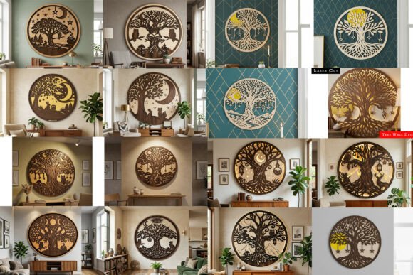 Download Laser Cut Moon Tree Wall Art SVG Bundle - Wall art svg bundle Collection