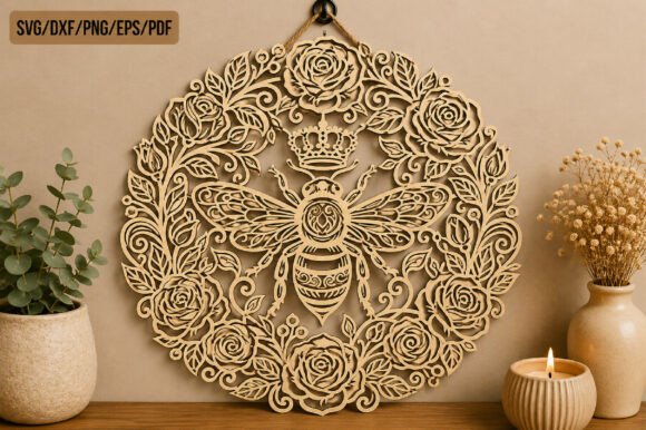 Download Laser Cut Bee Wreath Wall Art SVG Bundle - Wall art svg bundle Collection
