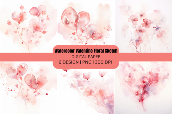 Download Watercolor Valentine Floral Sketch - Valentine Collection