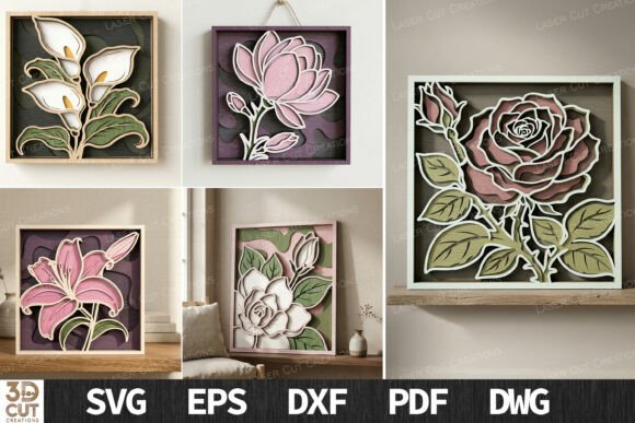 Download Layered Floral Wall Art SVG Bundle - Wall art svg bundle Collection