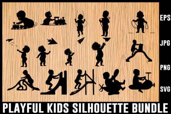Download Playful Kids Silhouette Vector Bundle - Silhouette vector bundle Collection