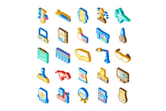 Download Collection of Isometric Craft Supplies a - Premium Bundle