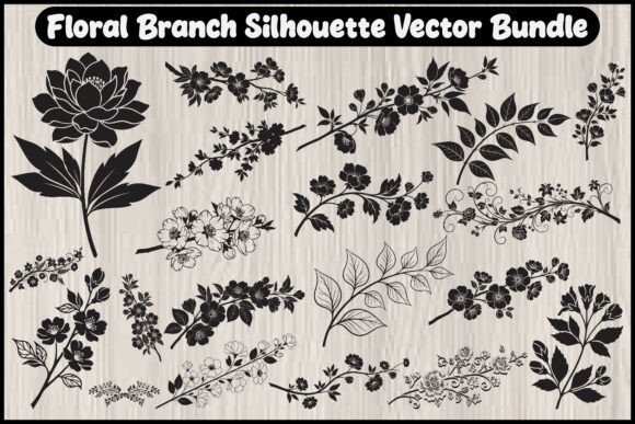Download Floral Branch Silhouette Vector Bundle - Silhouette vector bundle Collection