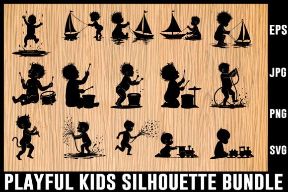 Download Playful Kids Silhouette Vector Bundle - Silhouette vector bundle Collection