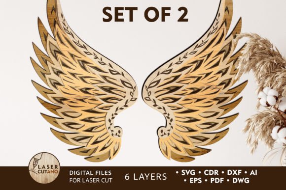 Download ANGELS WINGS Laser &amp; Paper Cut Template - Paper cut Collection