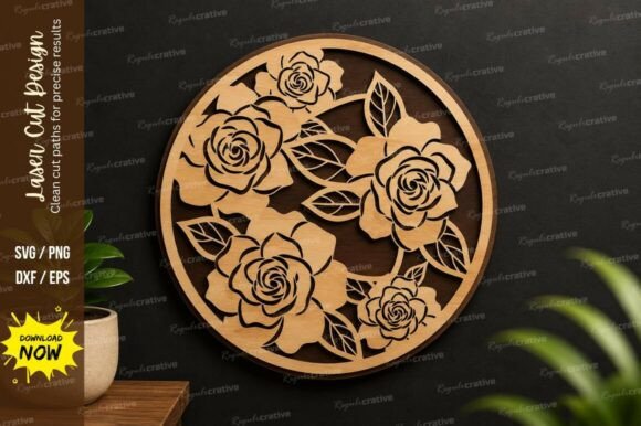 Download Rose Bouquet Circle Laser Cut Svg File - Premium Resources